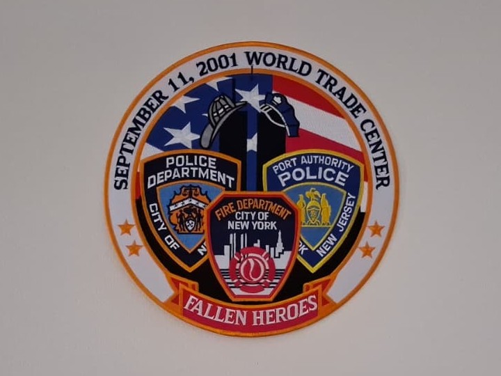 September 11, 2001 World Trade Center Fallen Heroes memorial patch honoring NYPD, FDNY, and Port Authority Police